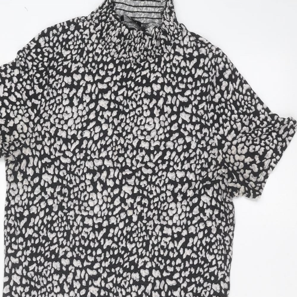 F&F Womens Black Animal Print  Basic T-Shirt Size 12