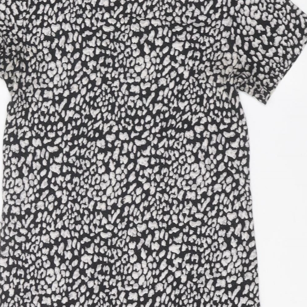 F&F Womens Black Animal Print  Basic T-Shirt Size 12