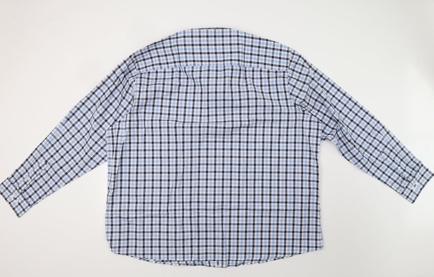 W&B Mens Blue Check   Dress Shirt Size 3XL
