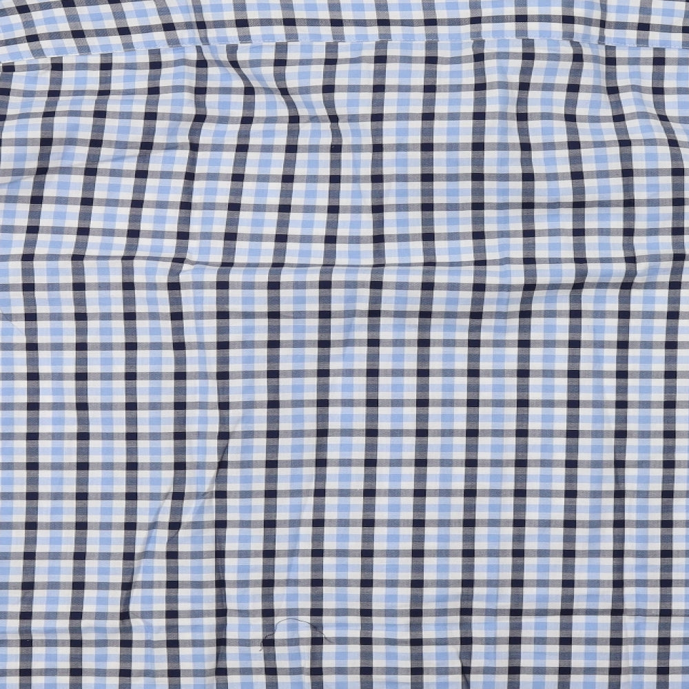W&B Mens Blue Check   Dress Shirt Size 3XL