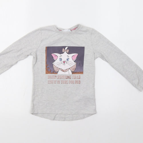 Disney Girls Grey   Basic Polo Size 5-6 Years  - Cat