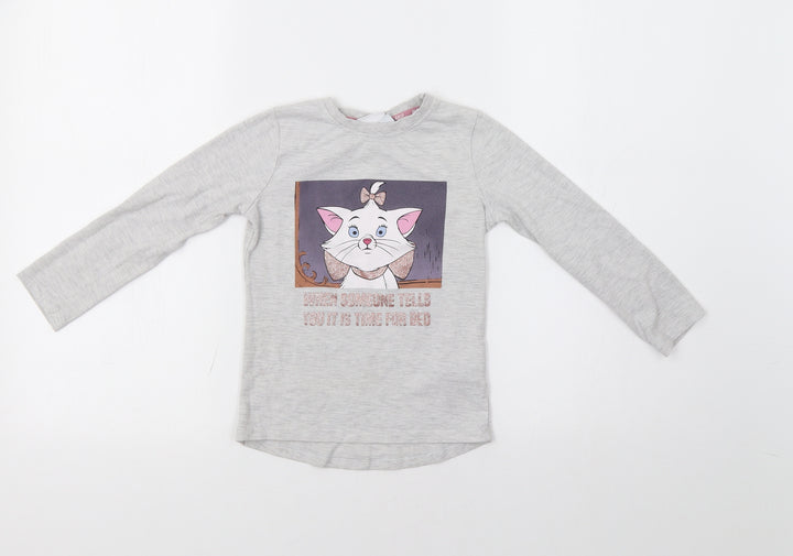 Disney Girls Grey Basic Polo Size 5-6 Years - Cat
