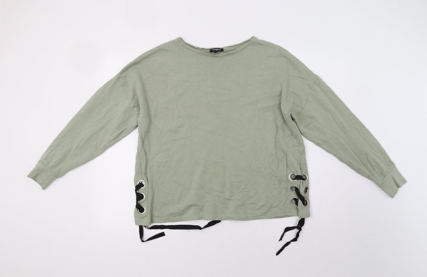 Pep&Co Womens Green   Pullover Sweatshirt Size 14  - Laced