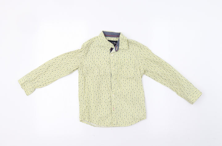Pink & Blue Boys Yellow   Basic Button-Up Size 5-6 Years  - Penguin Print
