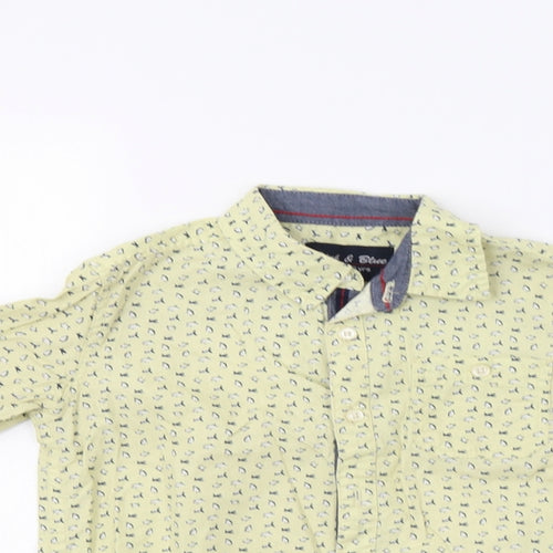 Pink & Blue Boys Yellow   Basic Button-Up Size 5-6 Years  - Penguin Print