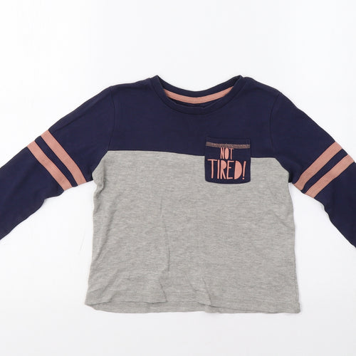 George Boys Grey Striped  Basic T-Shirt Size 4-5 Years  - Not Tired