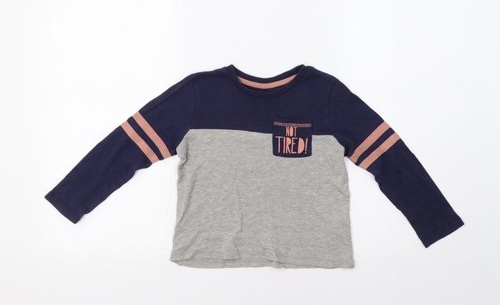 George Boys Grey Striped Basic T-Shirt Size 4-5 Years - Not Tired