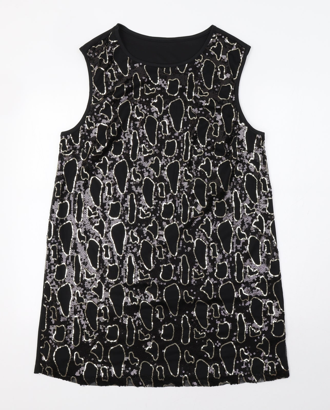 Avon Womens Black Animal Print  A-Line  Size 16  - Sequinned