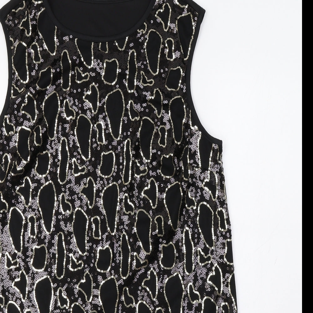 Avon Womens Black Animal Print  A-Line  Size 16  - Sequinned