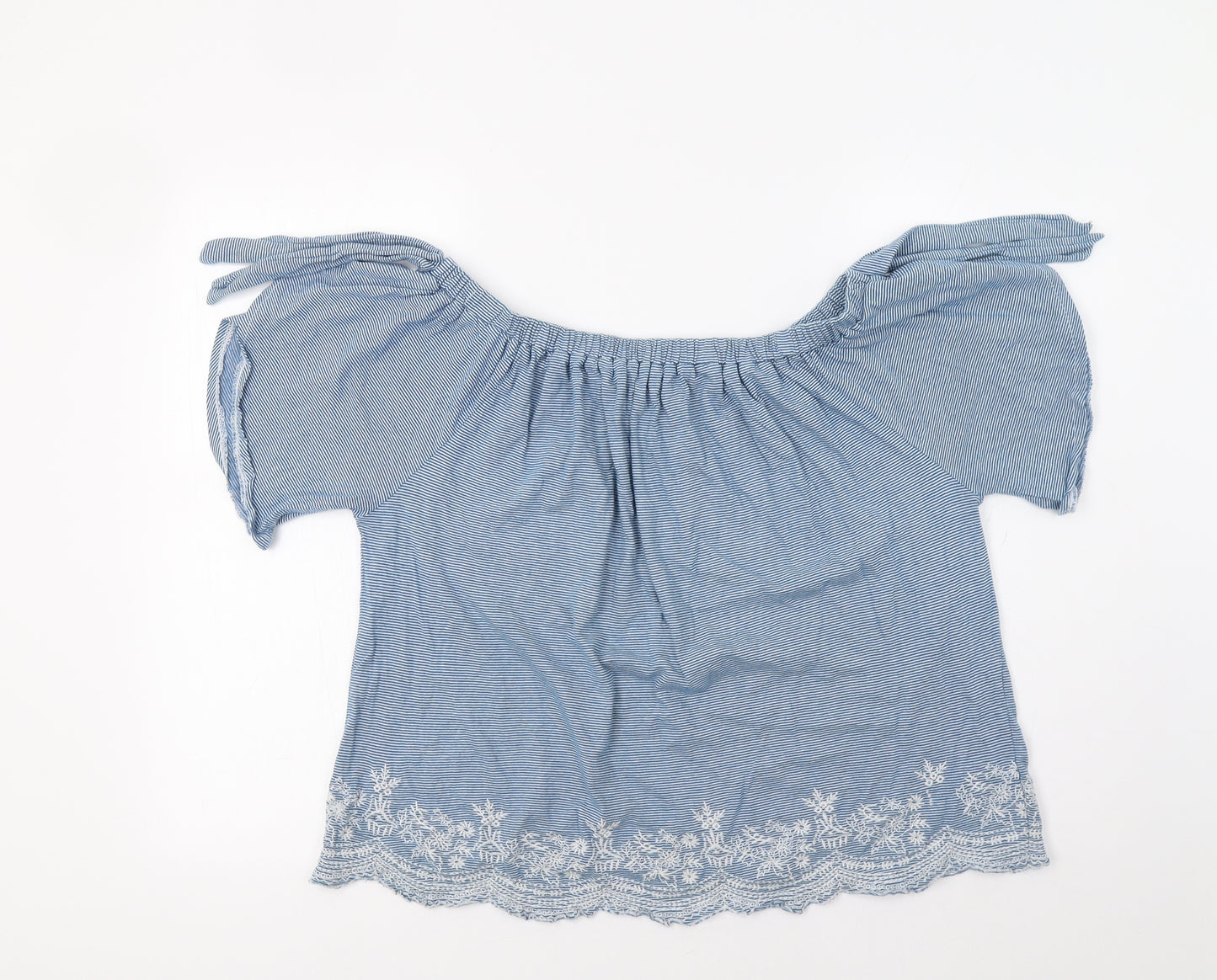 George Womens Blue Striped  Basic Blouse Size 14