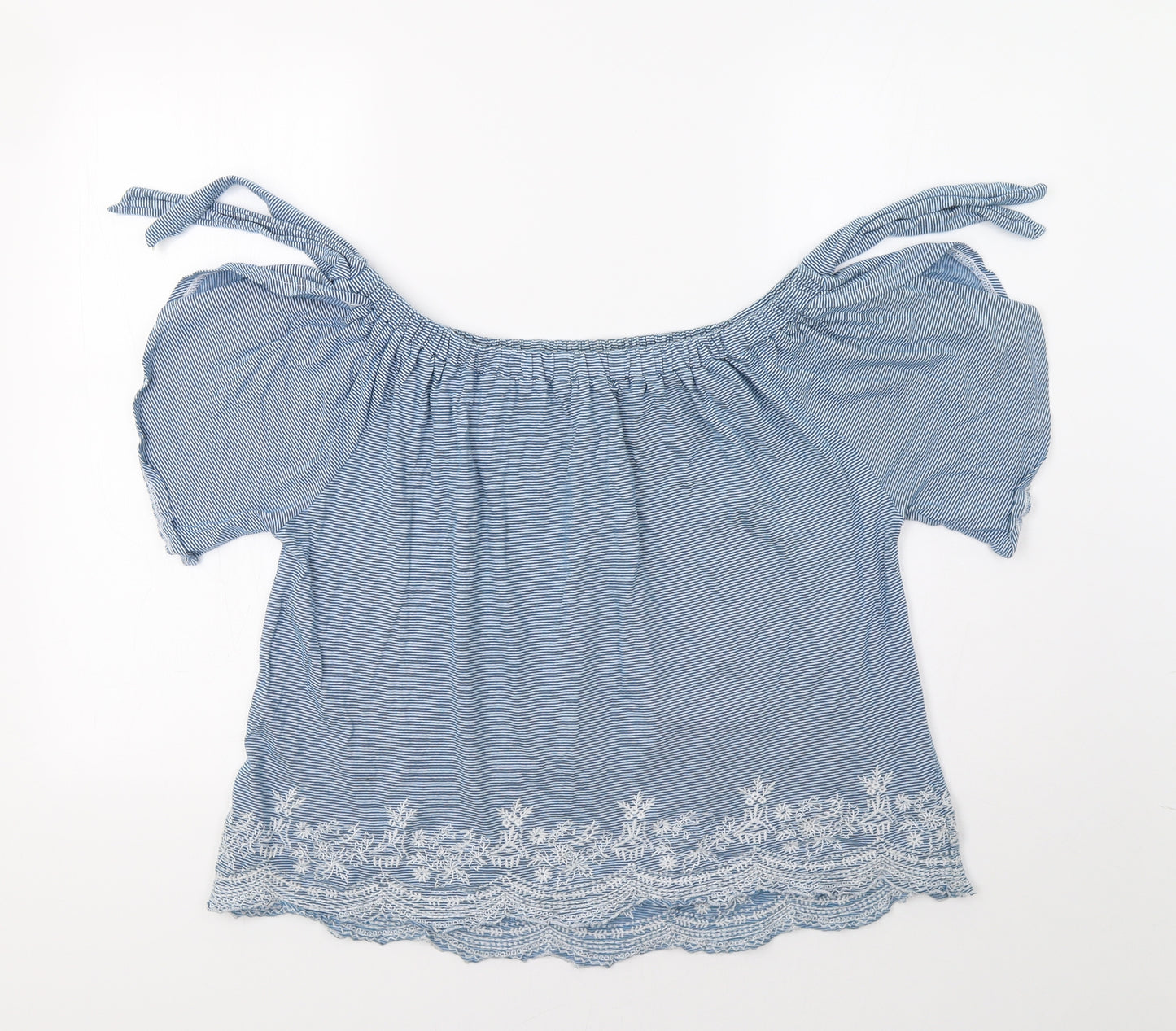 George Womens Blue Striped  Basic Blouse Size 14