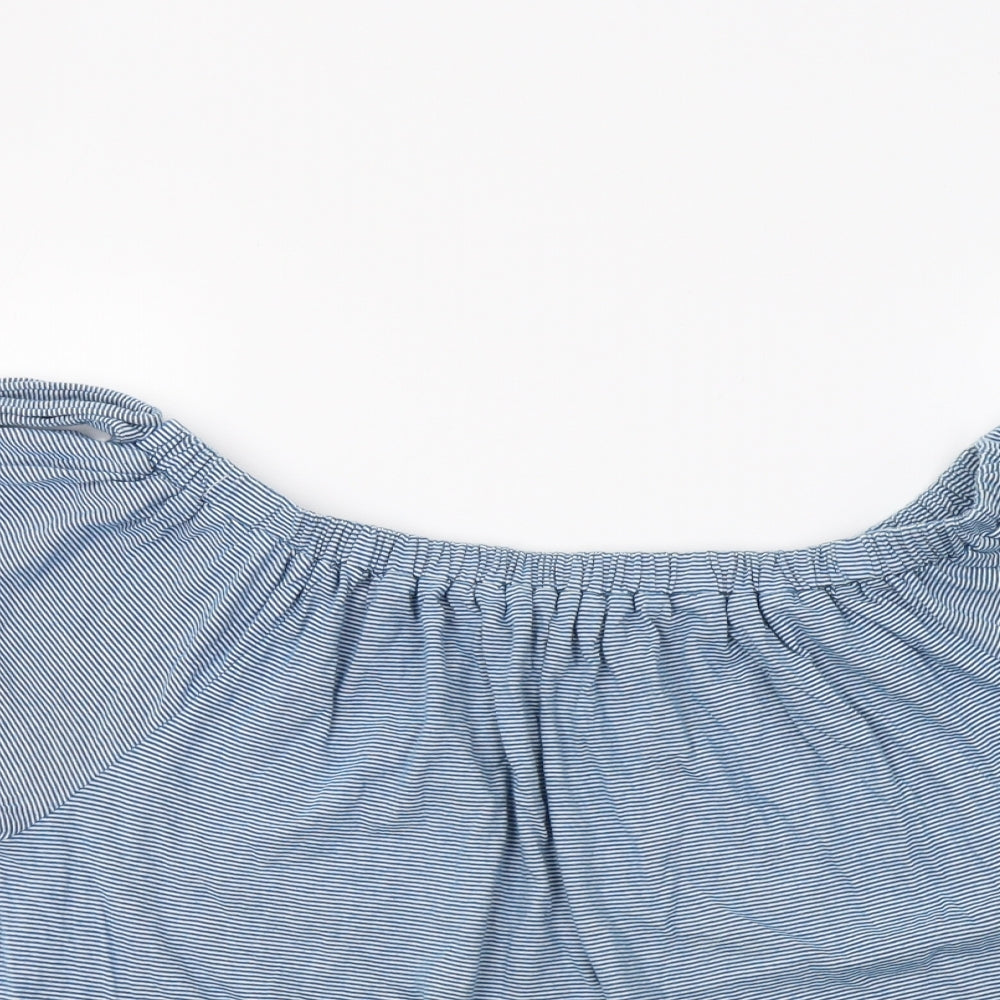 George Womens Blue Striped  Basic Blouse Size 14