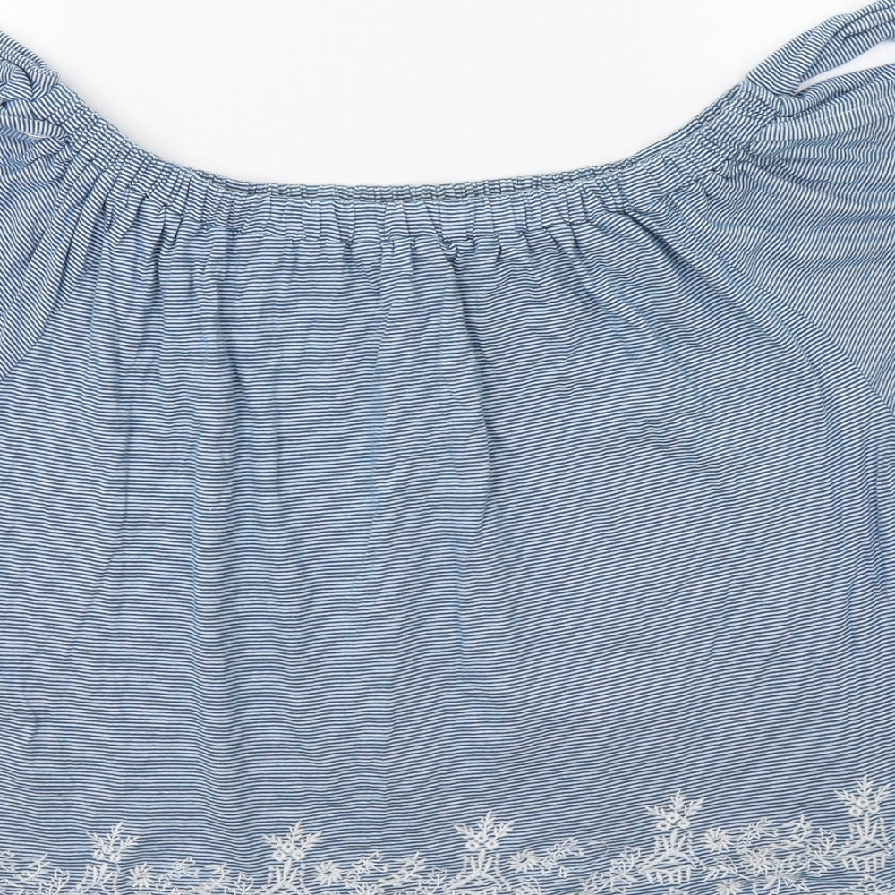 George Womens Blue Striped  Basic Blouse Size 14