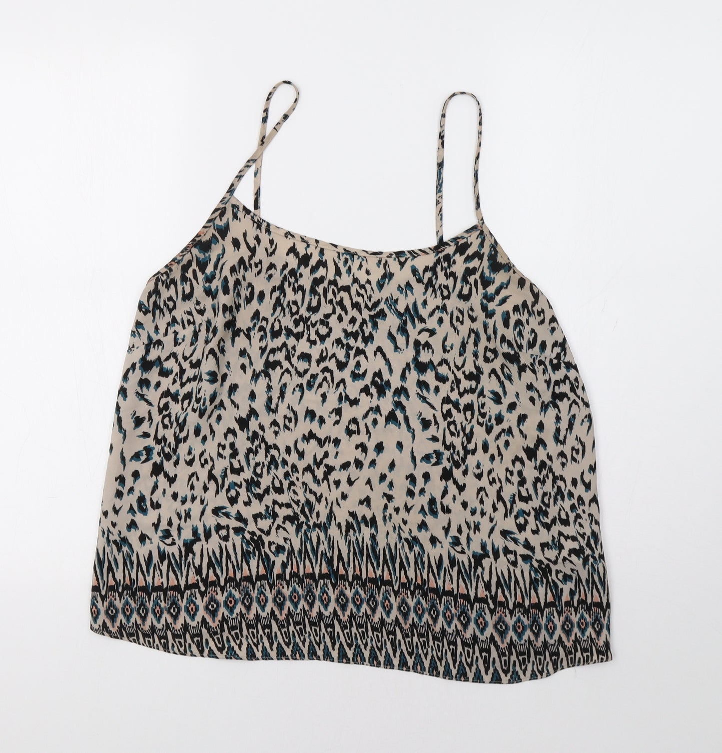 Papaya Womens Beige Animal Print  Camisole Tank Size 14