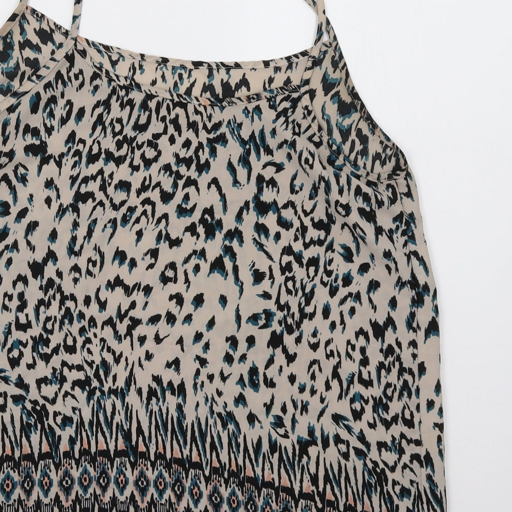 Papaya Womens Beige Animal Print  Camisole Tank Size 14
