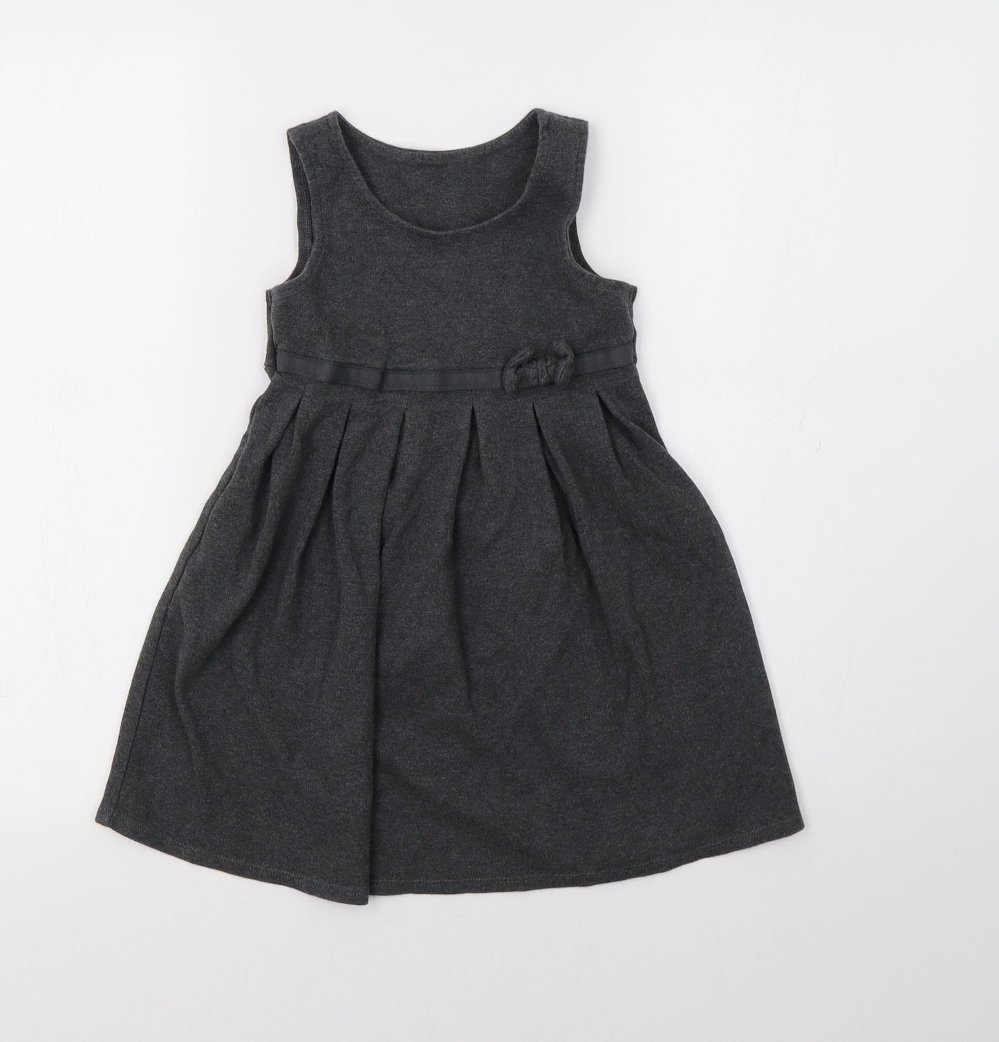 M&S Girls Grey   Pinafore/Dungaree Dress  Size 5-6 Years