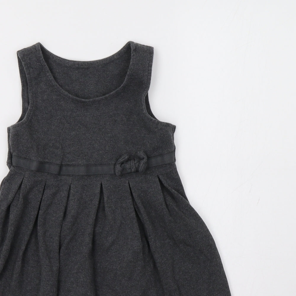 M&S Girls Grey   Pinafore/Dungaree Dress  Size 5-6 Years
