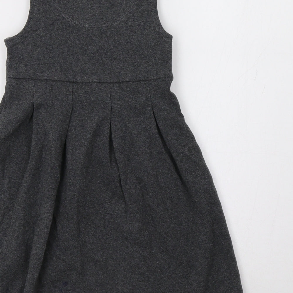 M&S Girls Grey   Pinafore/Dungaree Dress  Size 5-6 Years