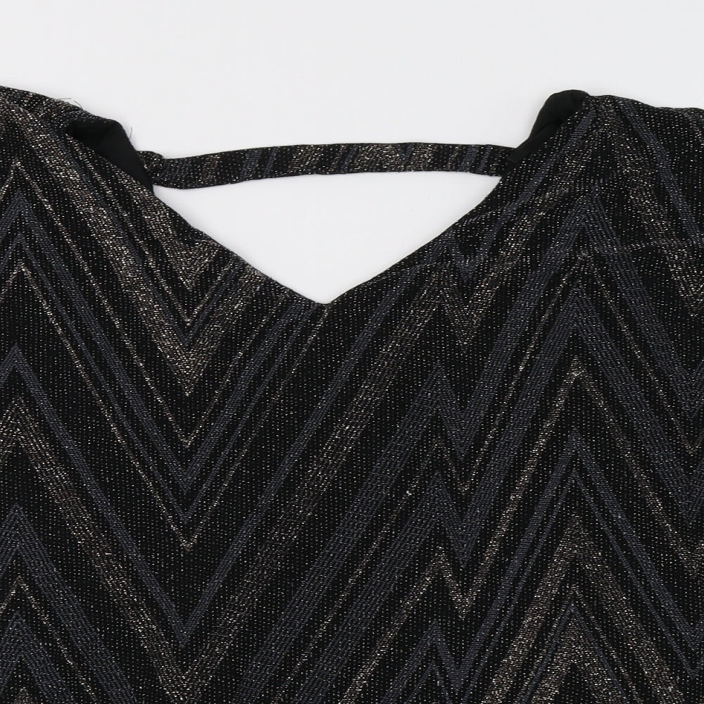 Dorothy Perkins Womens Black Geometric  Tunic Blouse Size 16