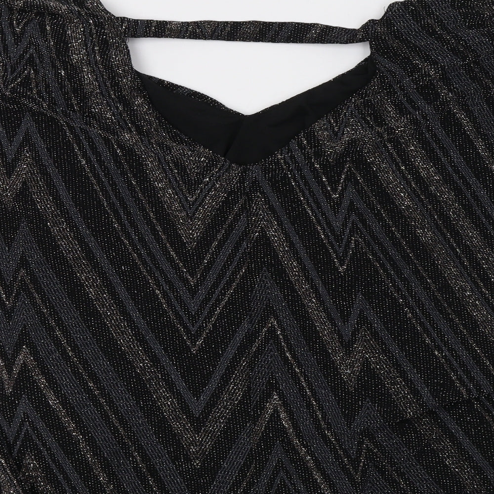 Dorothy Perkins Womens Black Geometric  Tunic Blouse Size 16