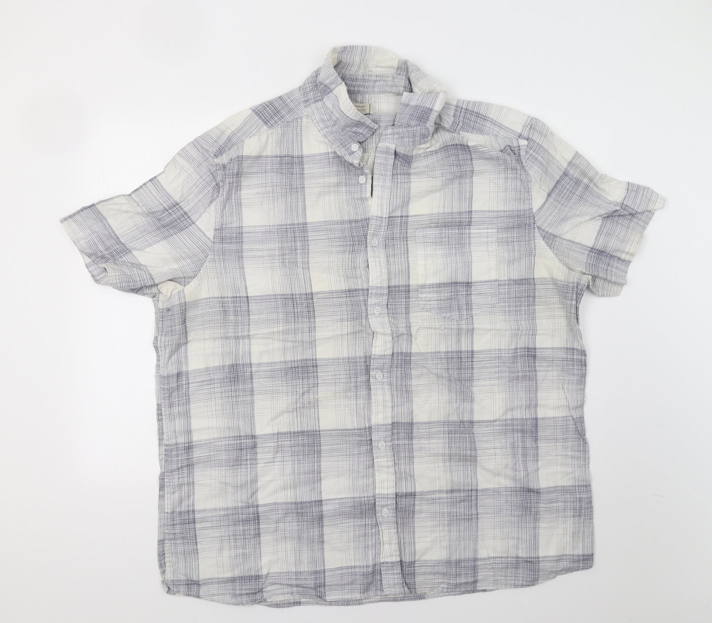 George Mens Blue Check   Button-Up Size 2XL