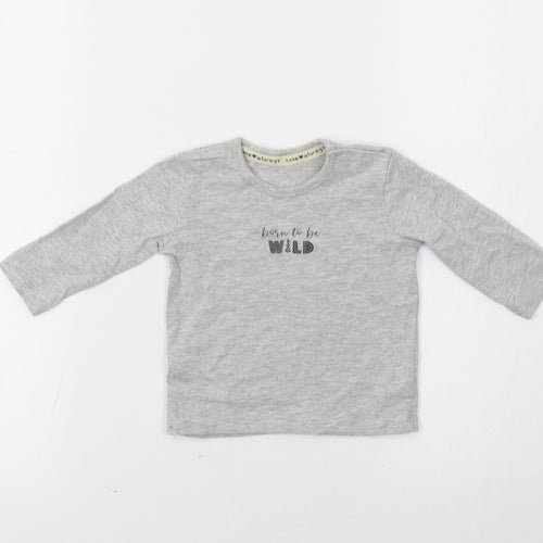 George Baby Grey   Basic T-Shirt Size 3-6 Months  - Born To Be Wild