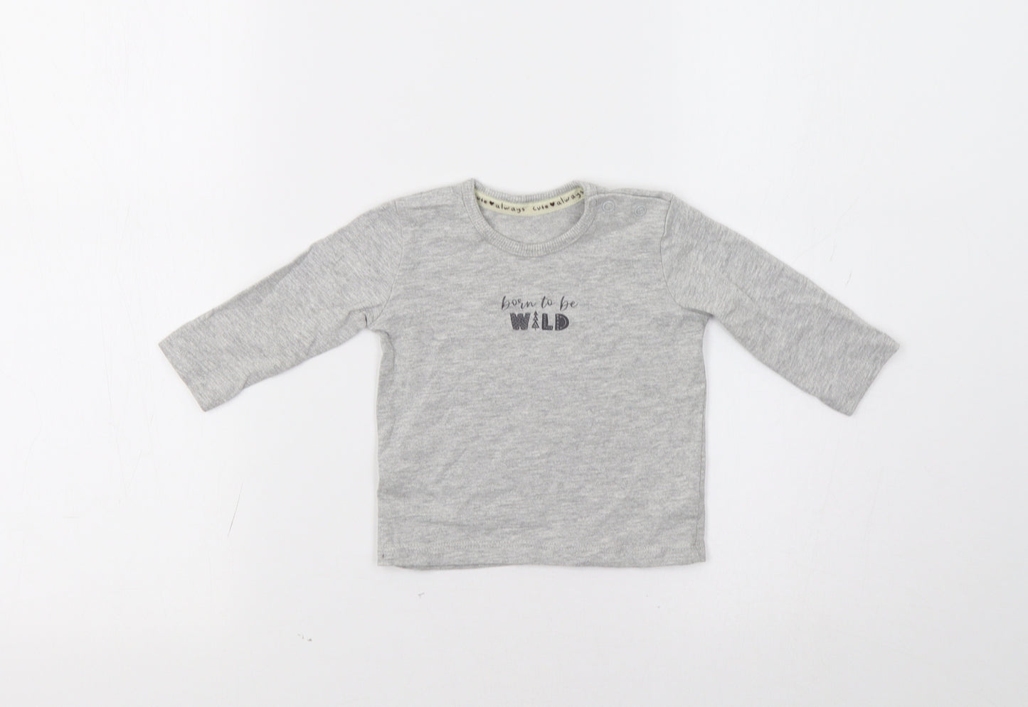 George Baby Grey   Basic T-Shirt Size 3-6 Months  - Born To Be Wild