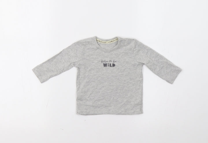 George Baby Grey   Basic T-Shirt Size 3-6 Months  - Born To Be Wild