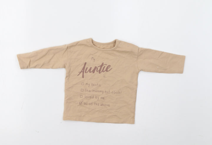 George Baby Beige Basic T-Shirt Size 3-6 Months - Auntie
