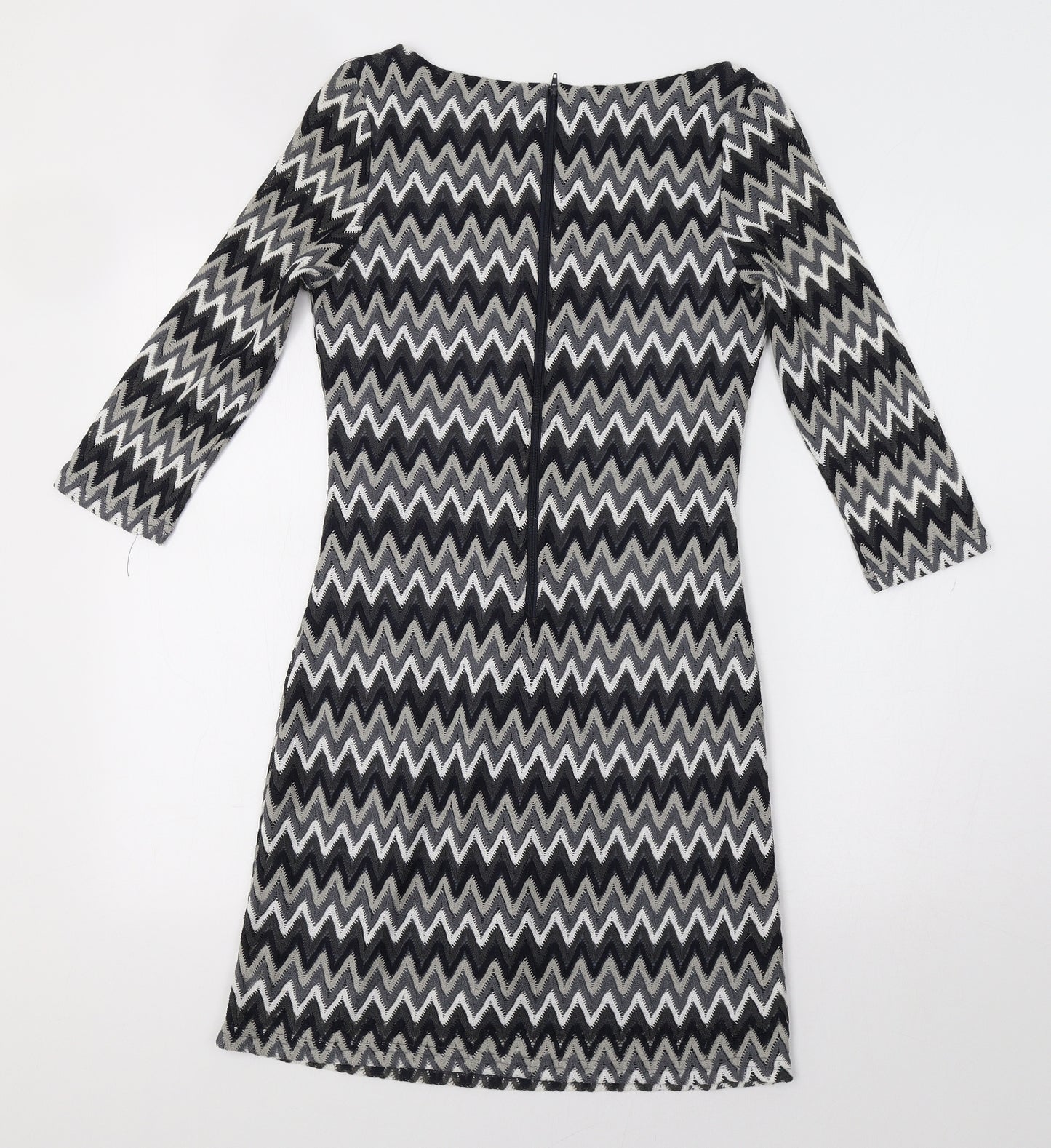 Uttam London Womens Grey Striped  Fit & Flare  Size 10  - Zig Zag