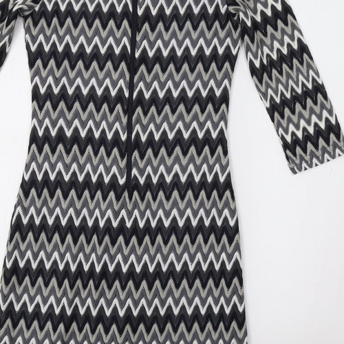 Uttam London Womens Grey Striped  Fit & Flare  Size 10  - Zig Zag