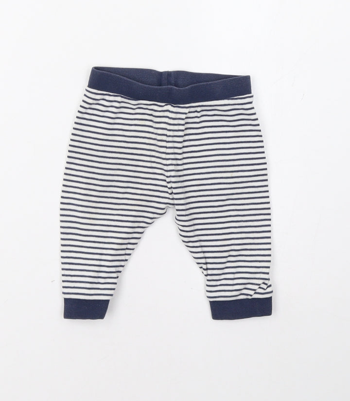 NEXT Baby Blue Striped Jogger Leggings Size 6-9 Months