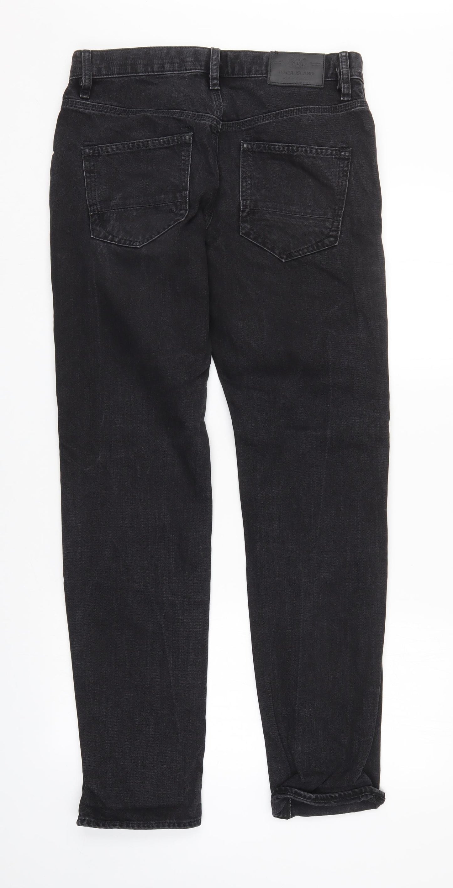 River Island Mens Black  Denim Straight Jeans Size 30 L34 in