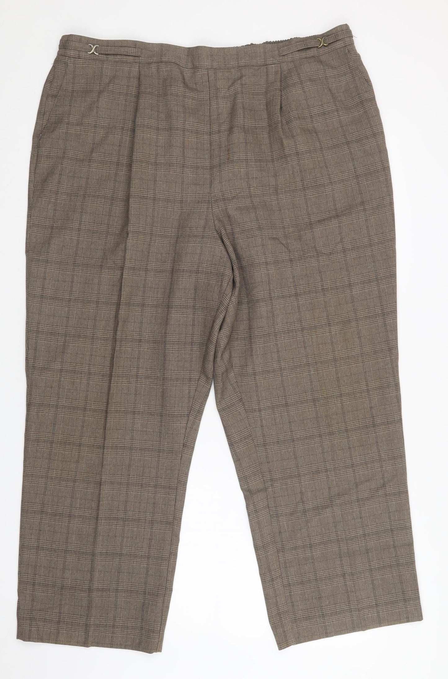 BHS Womens Brown Check  Dress Pants Trousers Size 20 L26 in