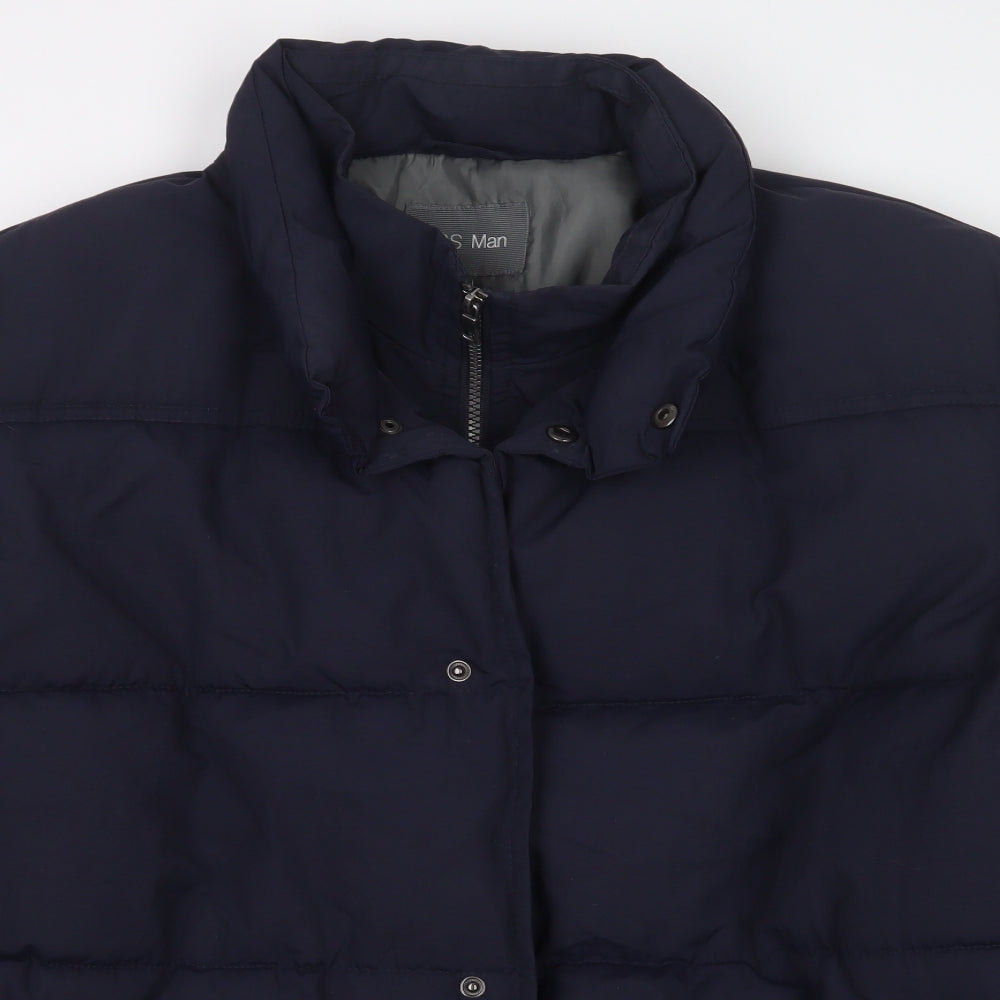 M&S Mens Blue   Overcoat Blazer Size XL