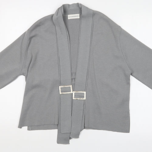LA CONFIDENCE Womens Grey   Cardigan Jumper Size S