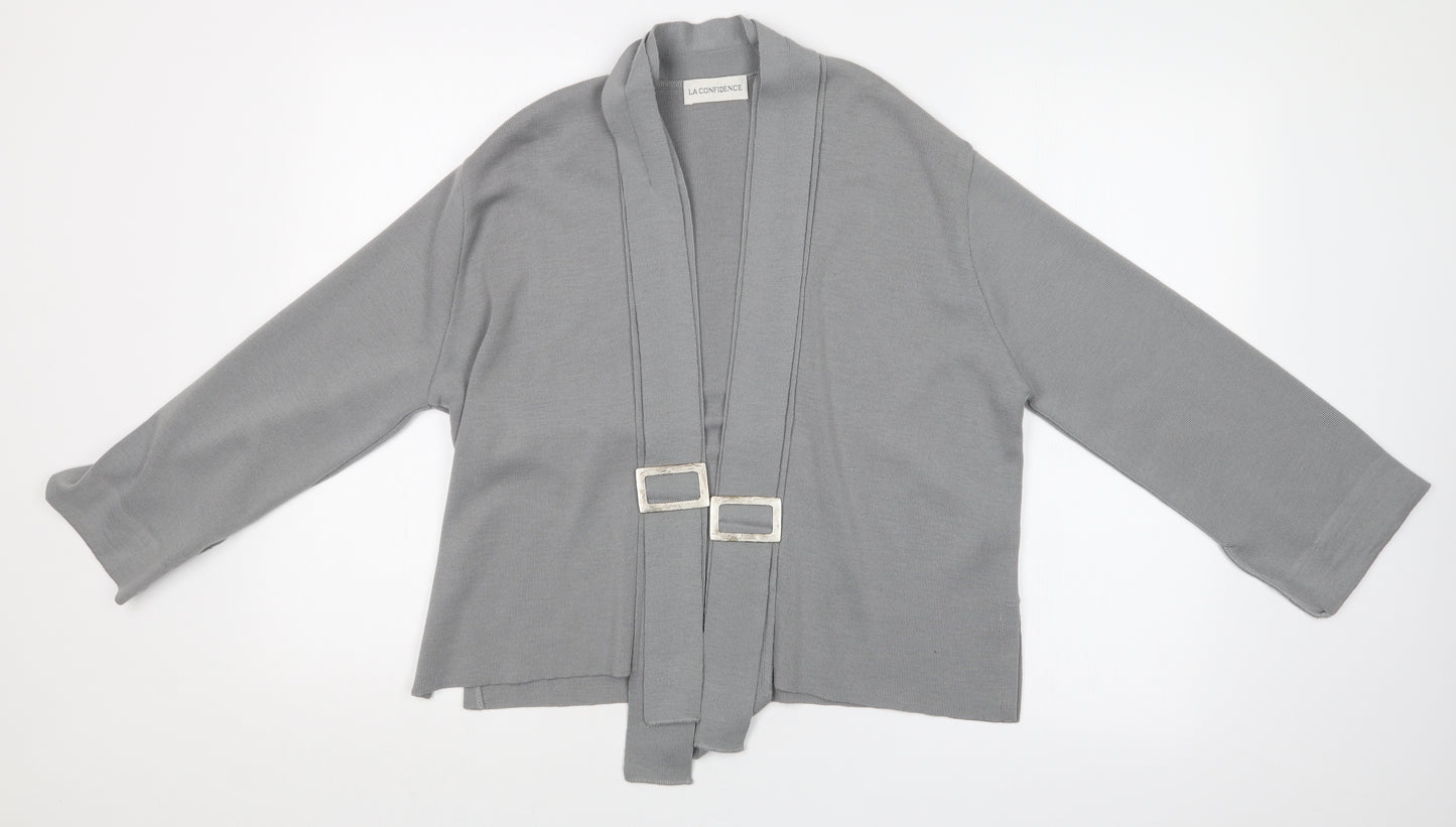 LA CONFIDENCE Womens Grey   Cardigan Jumper Size S