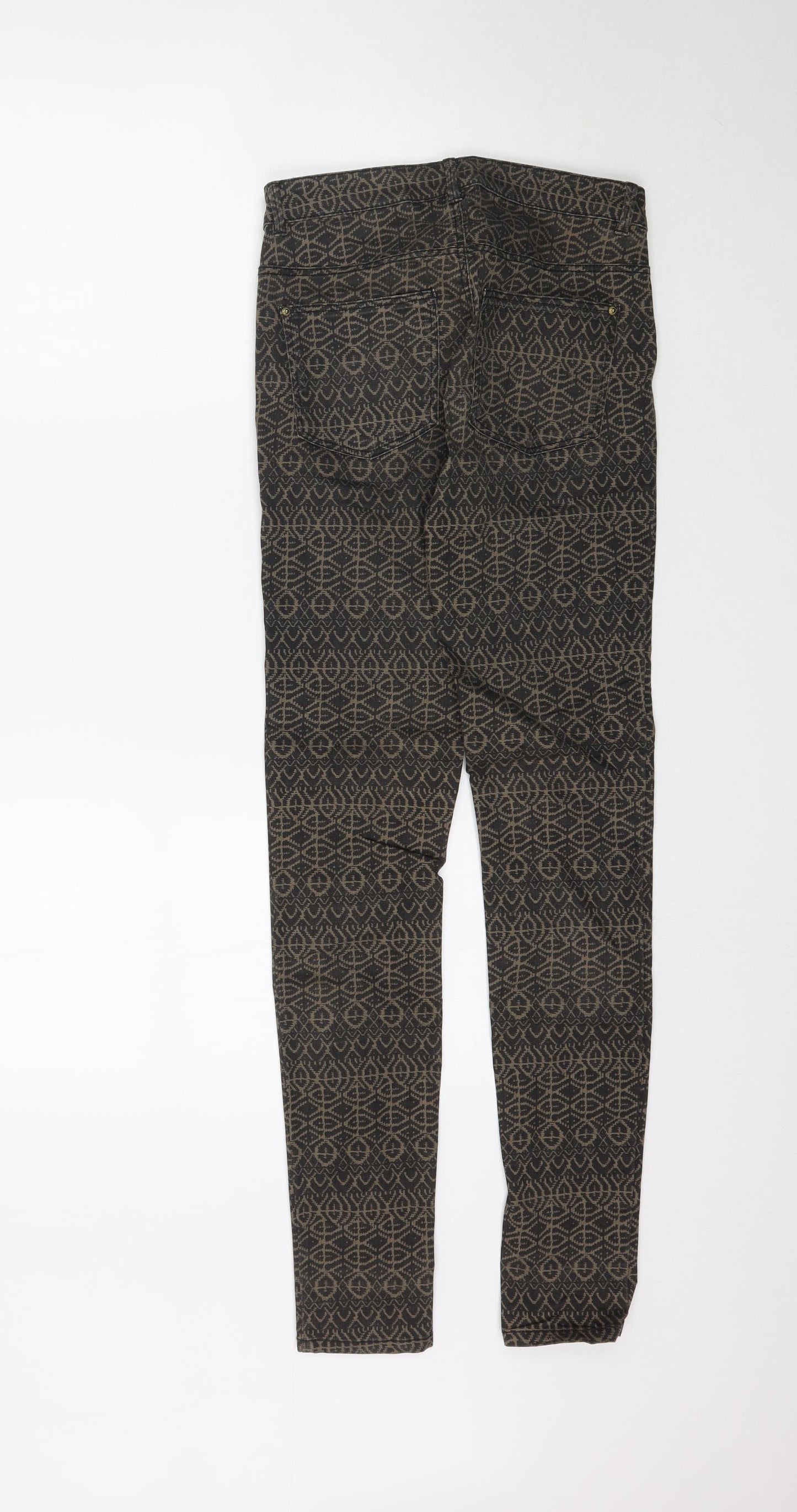 H&M Womens Brown Geometric Denim Skinny Jeans Size 6 L31 in