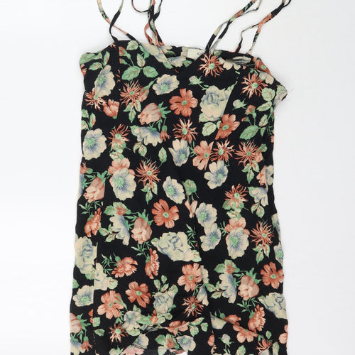 Preworn Womens Black Floral  Playsuit One-Piece Size M L7 in