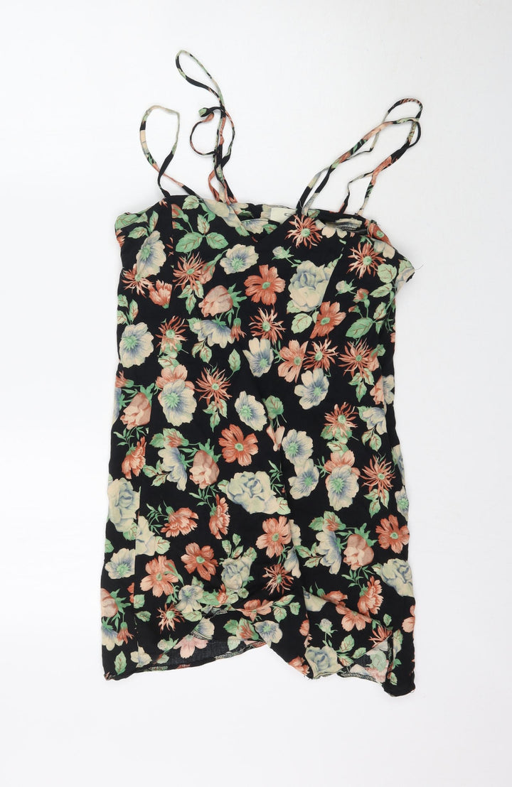 Preworn Womens Black Floral Playsuit One-Piece Size M L7 in