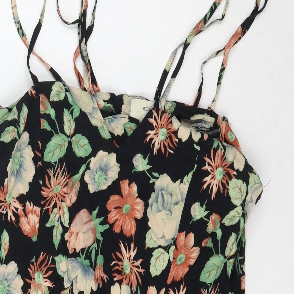 Preworn Womens Black Floral  Playsuit One-Piece Size M L7 in