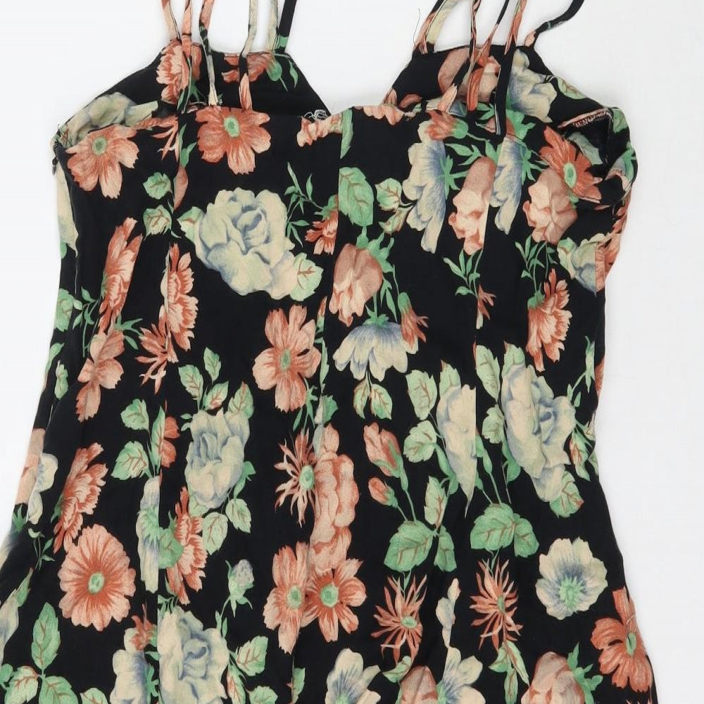Preworn Womens Black Floral  Playsuit One-Piece Size M L7 in