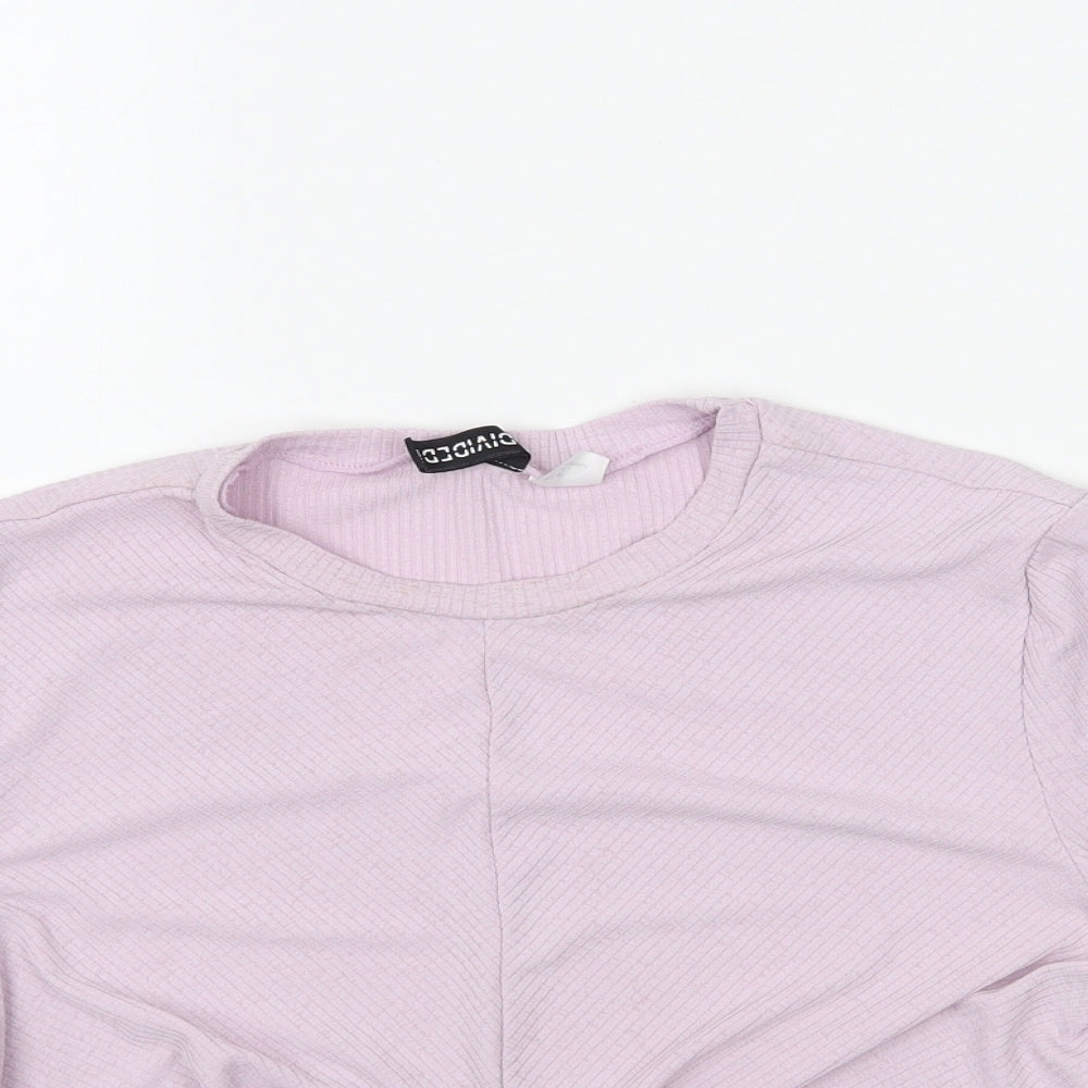 H&M Womens Purple   Cropped T-Shirt Size M  - Knot detail