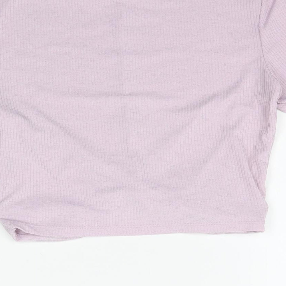 H&M Womens Purple   Cropped T-Shirt Size M  - Knot detail