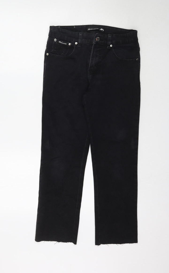 kaiweishi Womens Black  Denim Straight Jeans Size 29 in L26 in
