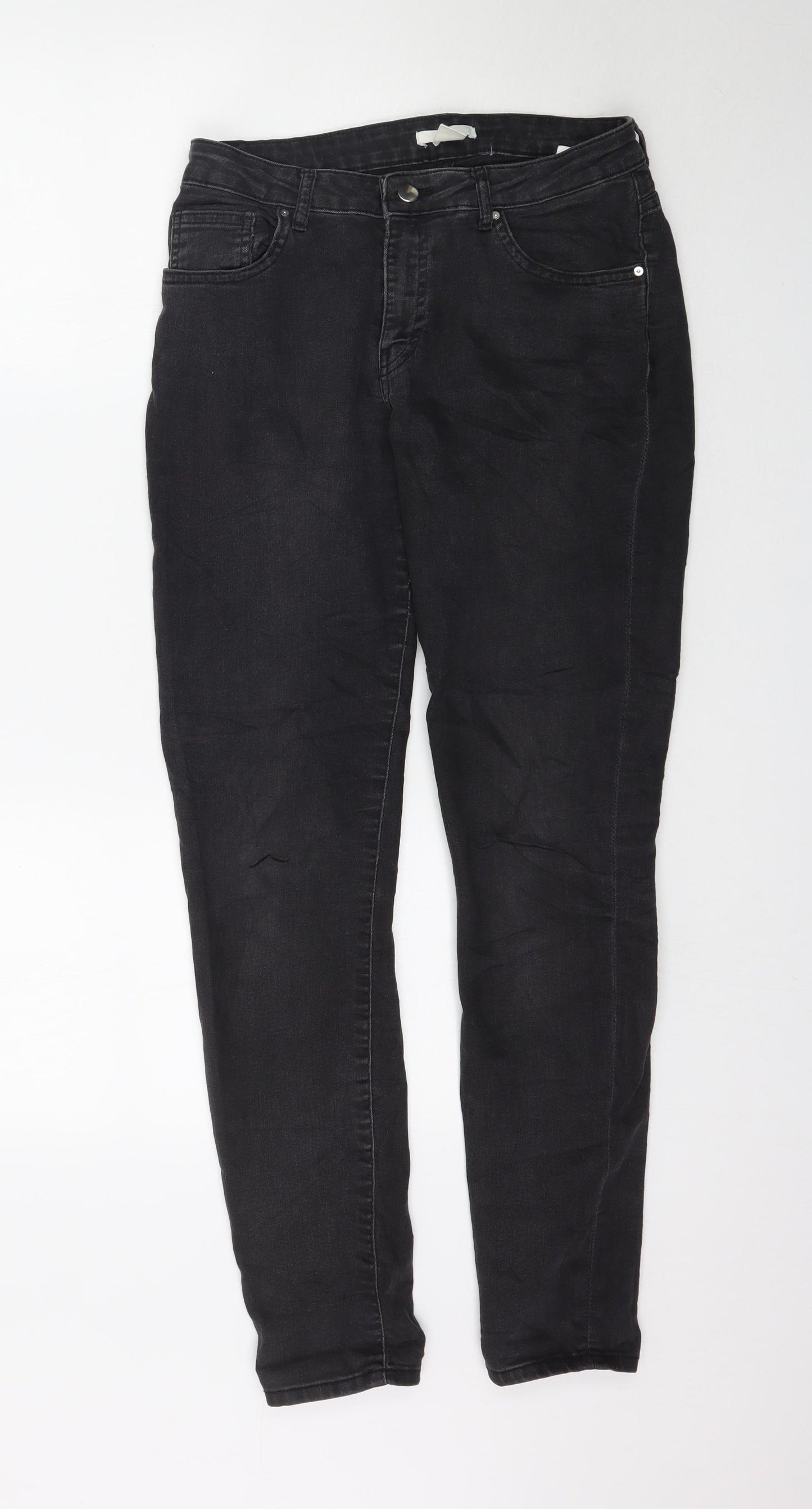 H&M Womens Black  Denim Tapered Jeans Size 12 L31 in