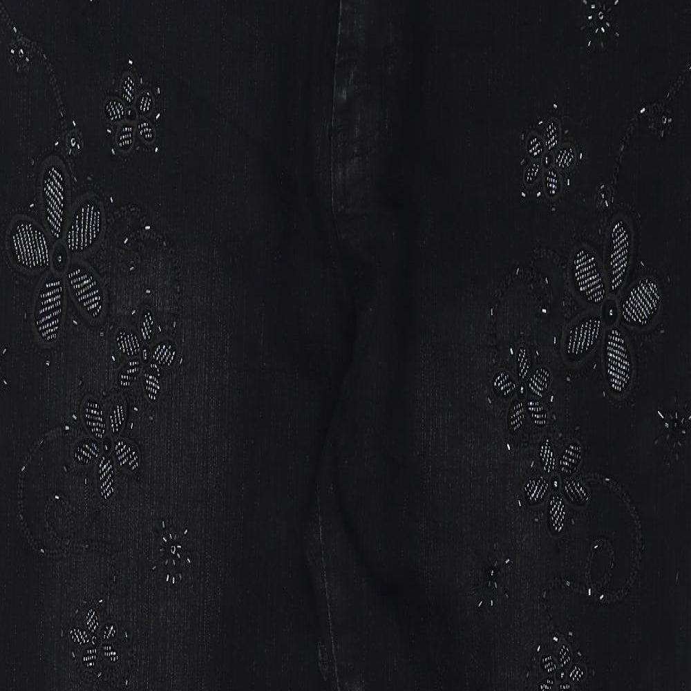 Max & Liu Womens Black  Denim Wide-Leg Jeans Size 3XL L29 in