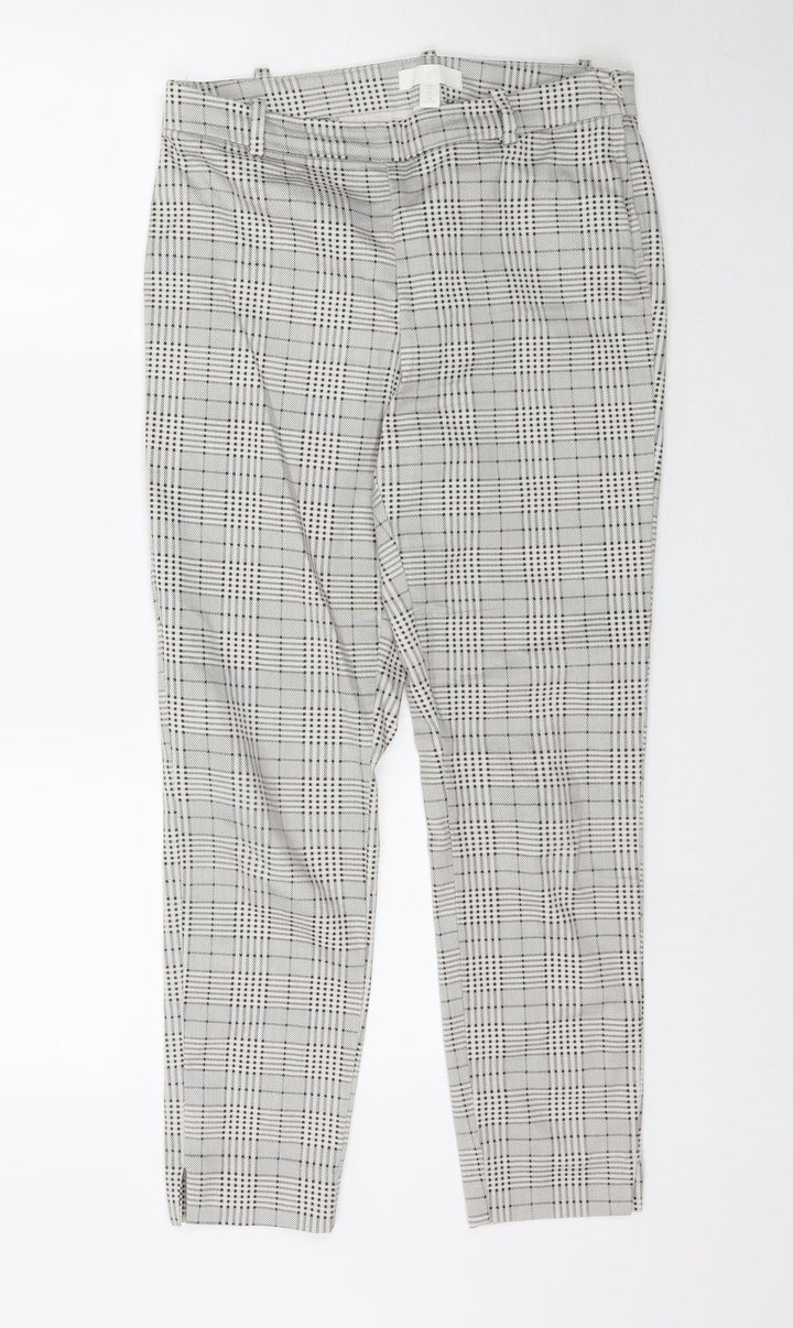 H&M Womens Grey Plaid  Trousers  Size 10 L27 in
