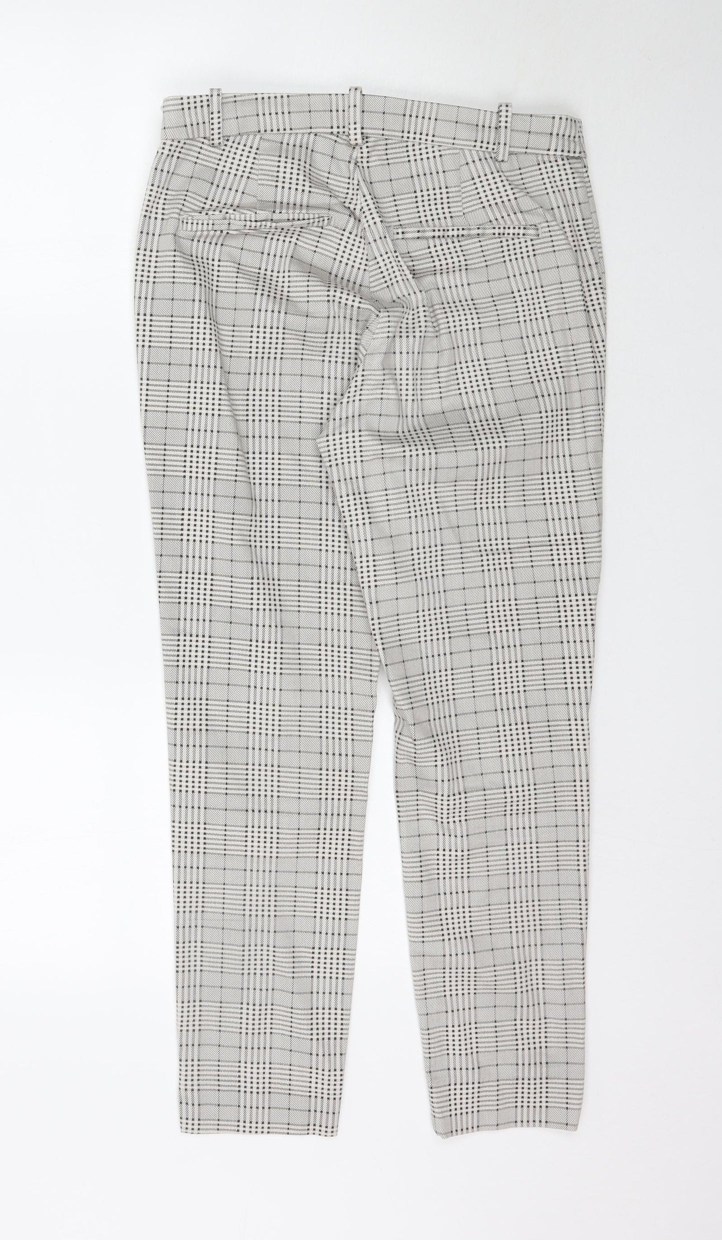 H&M Womens Grey Plaid  Trousers  Size 10 L27 in