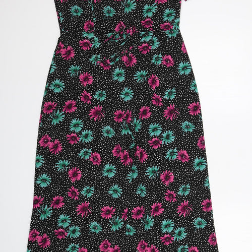 ASOS Womens Black Floral Satin Jumpsuit One-Piece Size 10 L26 in
